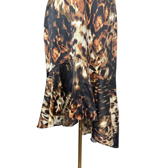 NWT XSCAPE Size 12 Animal Print Sleeveless V-Neck Dress Flounce Hem - Picture 8 of 15